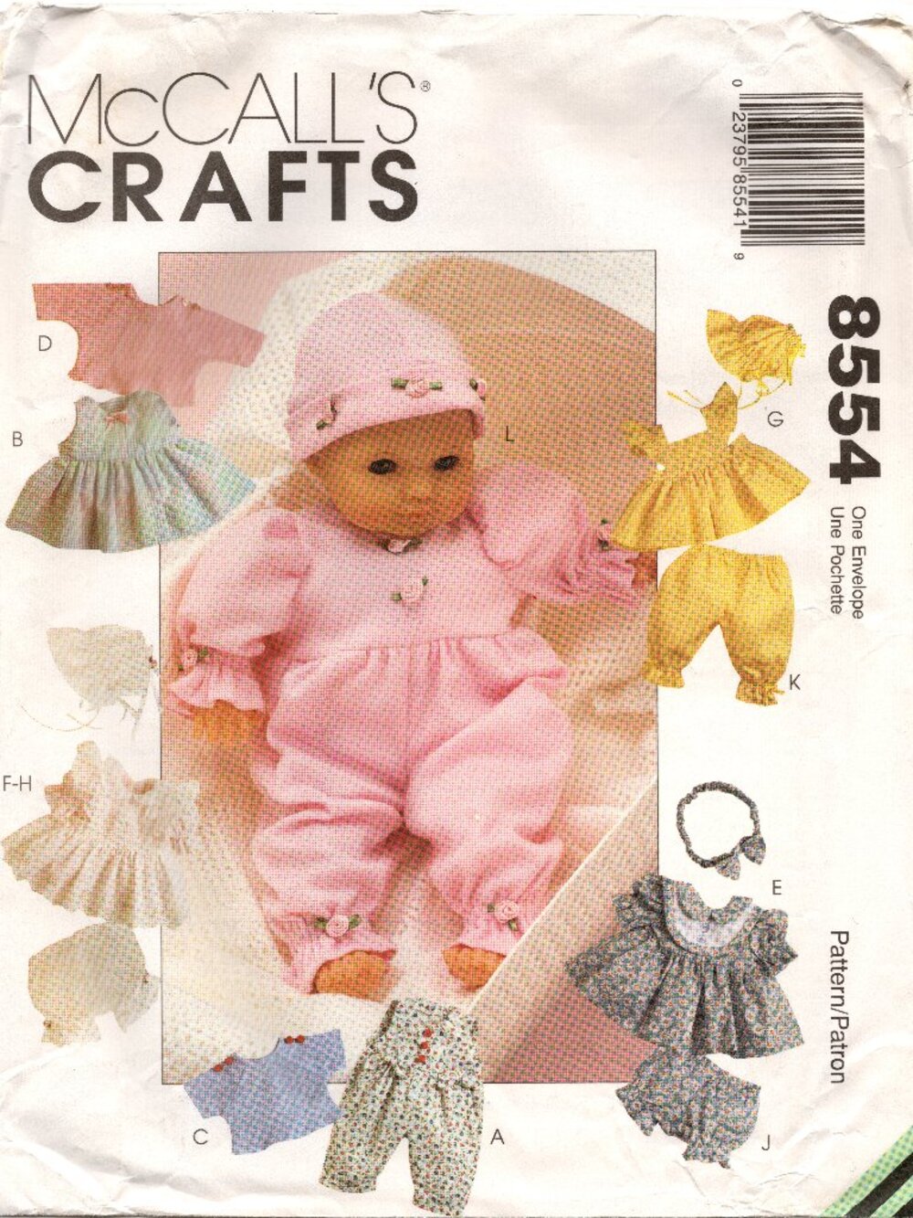 McCall's Crafts #8554 Doll Clothing Sewing Pattern Uncut Vintage